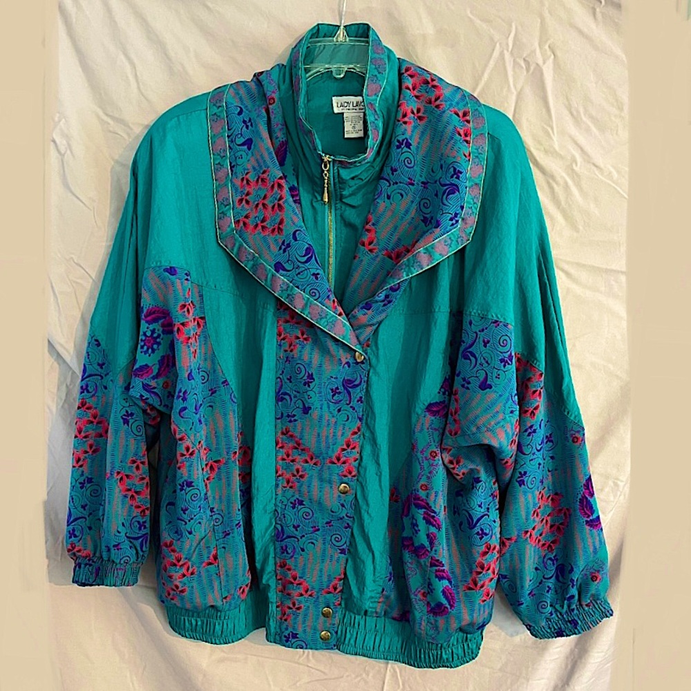 Vintage Windbreaker (Teal) -Lady Lavon By Cheerful Corps